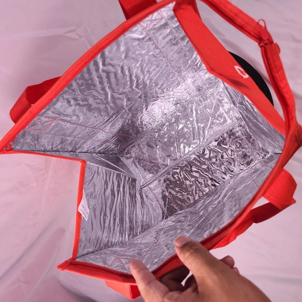 Doordash Insulated Food Delivery Cooler Bag Red Tote Zip Up Top